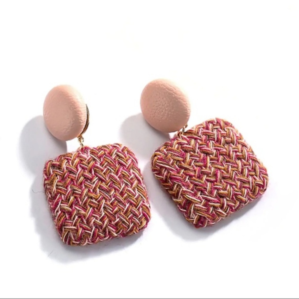 MOD Pink Braided Drop Earrings - Picture 5 of 5